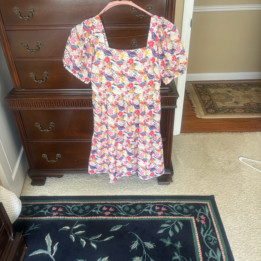 Jade Floral Mini Dress in White, Pink, Red and Blue